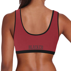 Burgandy/Black Women's All Over Print Sports Bra (Model T52)