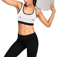 Load image into Gallery viewer, White/Black Women&#39;s All Over Print Sports Bra (Model T52)