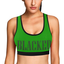 Load image into Gallery viewer, Green/Black Women&#39;s All Over Print Sports Bra (Model T52)