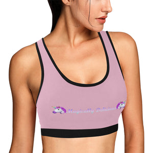 Light pink/Black Women's All Over Print Sports Bra (Model T52)