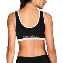 Load image into Gallery viewer, Black/White Women&#39;s All Over Print Sports Bra (Model T52)