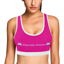 Load image into Gallery viewer, Pink/White/White Women&#39;s All Over Print Sports Bra (Model T52)