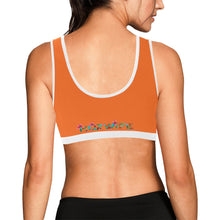 Load image into Gallery viewer, Orange/White Women&#39;s All Over Print Sports Bra (Model T52)