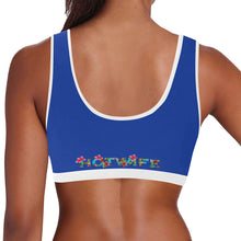 Load image into Gallery viewer, Dark Blue/White Women&#39;s All Over Print Sports Bra (Model T52)