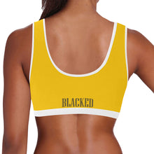 Load image into Gallery viewer, Yellow/White Women&#39;s All Over Print Sports Bra (Model T52)