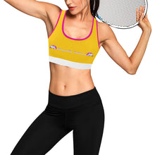 Load image into Gallery viewer, Yellow/Pink/White Women&#39;s All Over Print Sports Bra (Model T52)