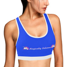 Load image into Gallery viewer, Blue/White Women&#39;s All Over Print Sports Bra (Model T52)