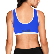 Load image into Gallery viewer, Bright Blue/White Women&#39;s All Over Print Sports Bra (Model T52)