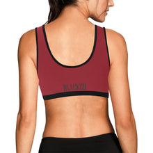 Load image into Gallery viewer, Burgandy/Black Women&#39;s All Over Print Sports Bra (Model T52)