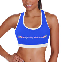 Load image into Gallery viewer, Blue/White Women&#39;s All Over Print Sports Bra (Model T52)