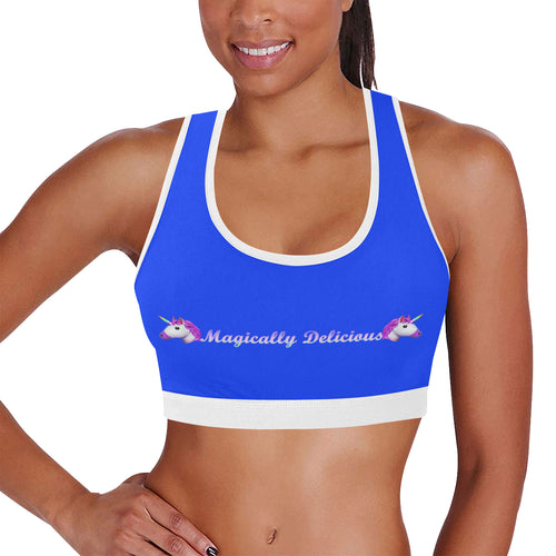 Blue/White Women's All Over Print Sports Bra (Model T52)