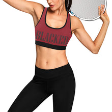 Load image into Gallery viewer, Burgandy/Black Women&#39;s All Over Print Sports Bra (Model T52)