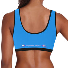 Load image into Gallery viewer, Blue/Black Women&#39;s All Over Print Sports Bra (Model T52)