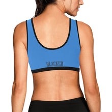 Load image into Gallery viewer, Blue/Black Women&#39;s All Over Print Sports Bra (Model T52)