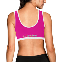 Load image into Gallery viewer, Pink/White Women&#39;s All Over Print Sports Bra (Model T52)