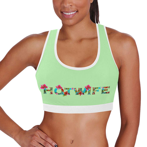 Light Green/White Women's All Over Print Sports Bra (Model T52)