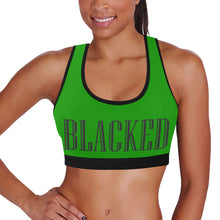 Load image into Gallery viewer, Green/Black Women&#39;s All Over Print Sports Bra (Model T52)