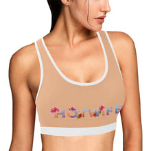 Load image into Gallery viewer, Peach/White Women&#39;s All Over Print Sports Bra (Model T52)