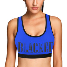 Load image into Gallery viewer, Bright Blue/Black Women&#39;s All Over Print Sports Bra (Model T52)