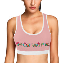 Load image into Gallery viewer, Light Pink/White Women&#39;s All Over Print Sports Bra (Model T52)