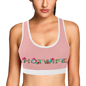 Light Pink/White Women's All Over Print Sports Bra (Model T52)