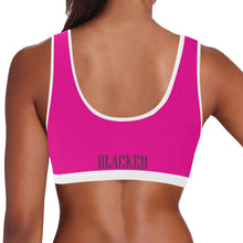 Load image into Gallery viewer, Pink/White Women&#39;s All Over Print Sports Bra (Model T52)