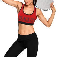 Load image into Gallery viewer, Red/Black Women&#39;s All Over Print Sports Bra (Model T52)