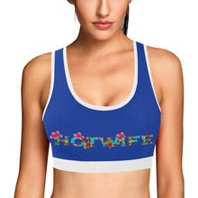 Load image into Gallery viewer, Dark Blue/White Women&#39;s All Over Print Sports Bra (Model T52)