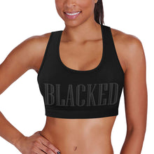 Load image into Gallery viewer, Black Women&#39;s All Over Print Sports Bra (Model T52)