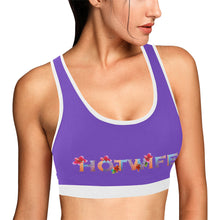 Load image into Gallery viewer, Purple/White Women&#39;s All Over Print Sports Bra (Model T52)