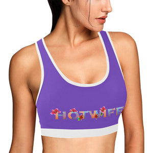 Purple/White Women's All Over Print Sports Bra (Model T52)