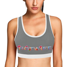 Load image into Gallery viewer, Grey/White Women&#39;s All Over Print Sports Bra (Model T52)