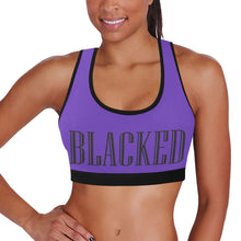 Load image into Gallery viewer, Purple/Black Women&#39;s All Over Print Sports Bra (Model T52)