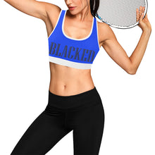 Load image into Gallery viewer, Bright Blue/White Women&#39;s All Over Print Sports Bra (Model T52)