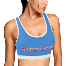 Load image into Gallery viewer, Blue/White Women&#39;s All Over Print Sports Bra (Model T52)