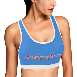 Blue/White Women's All Over Print Sports Bra (Model T52)