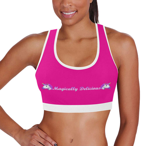 Pink/White/White Women's All Over Print Sports Bra (Model T52)