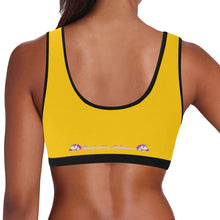 Load image into Gallery viewer, Yellow/Black Women&#39;s All Over Print Sports Bra (Model T52)