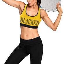 Load image into Gallery viewer, Yellow/Black Women&#39;s All Over Print Sports Bra (Model T52)