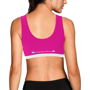 Pink/White Women's All Over Print Sports Bra (Model T52)