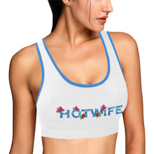 Load image into Gallery viewer, White/blue Women&#39;s All Over Print Sports Bra (Model T52)