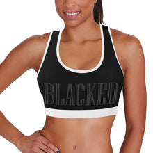 Load image into Gallery viewer, Black/White Women&#39;s All Over Print Sports Bra (Model T52)