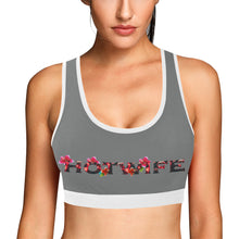 Load image into Gallery viewer, Grey/white Women&#39;s All Over Print Sports Bra (Model T52)