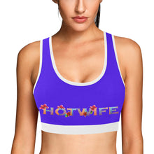 Load image into Gallery viewer, Bright Blue/White Women&#39;s All Over Print Sports Bra (Model T52)