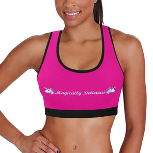 Pink/Black Women's All Over Print Sports Bra (Model T52) – Queenos Apparel