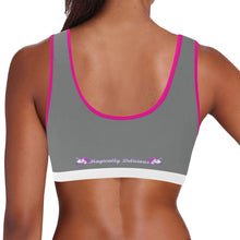 Load image into Gallery viewer, Grey/Pink/White Women&#39;s All Over Print Sports Bra (Model T52)