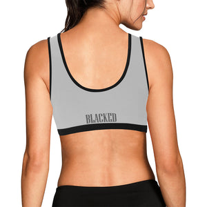 Silver/Black Women's All Over Print Sports Bra (Model T52)