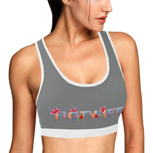 Load image into Gallery viewer, Grey/White Women&#39;s All Over Print Sports Bra (Model T52)