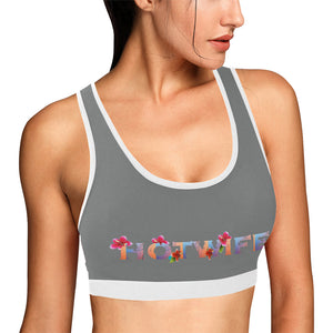 Grey/White Women's All Over Print Sports Bra (Model T52)