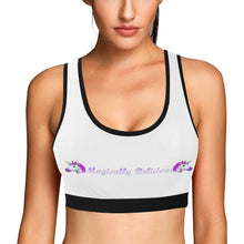 Load image into Gallery viewer, White/Black Women&#39;s All Over Print Sports Bra (Model T52)